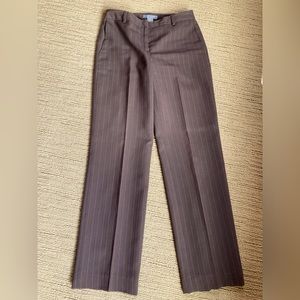 Lined, brown with gold stripes, dress pants great for cooler temperatures.